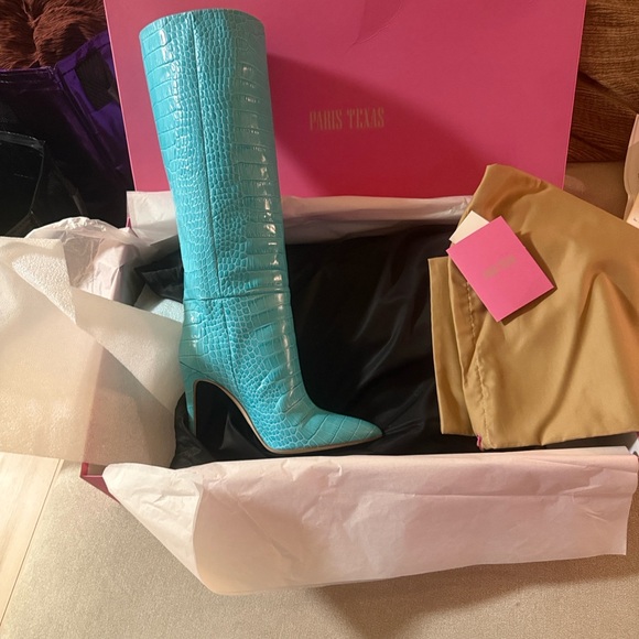 Paris Texas Shoes - Paris Texas Turquoise Knee-High Stiletto Boots
